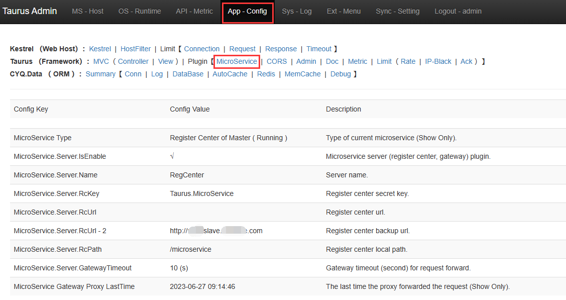 Taurus .Net Core 微服务开源框架：Admin 插件【4-3】 - 配置管理-Mvc【Plugin-MicroService 微服务】