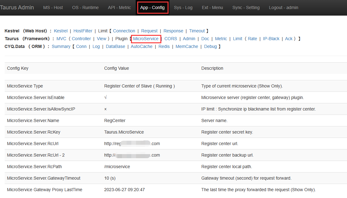 Taurus .Net Core 微服务开源框架：Admin 插件【4-3】 - 配置管理-Mvc【Plugin-MicroService 微服务】