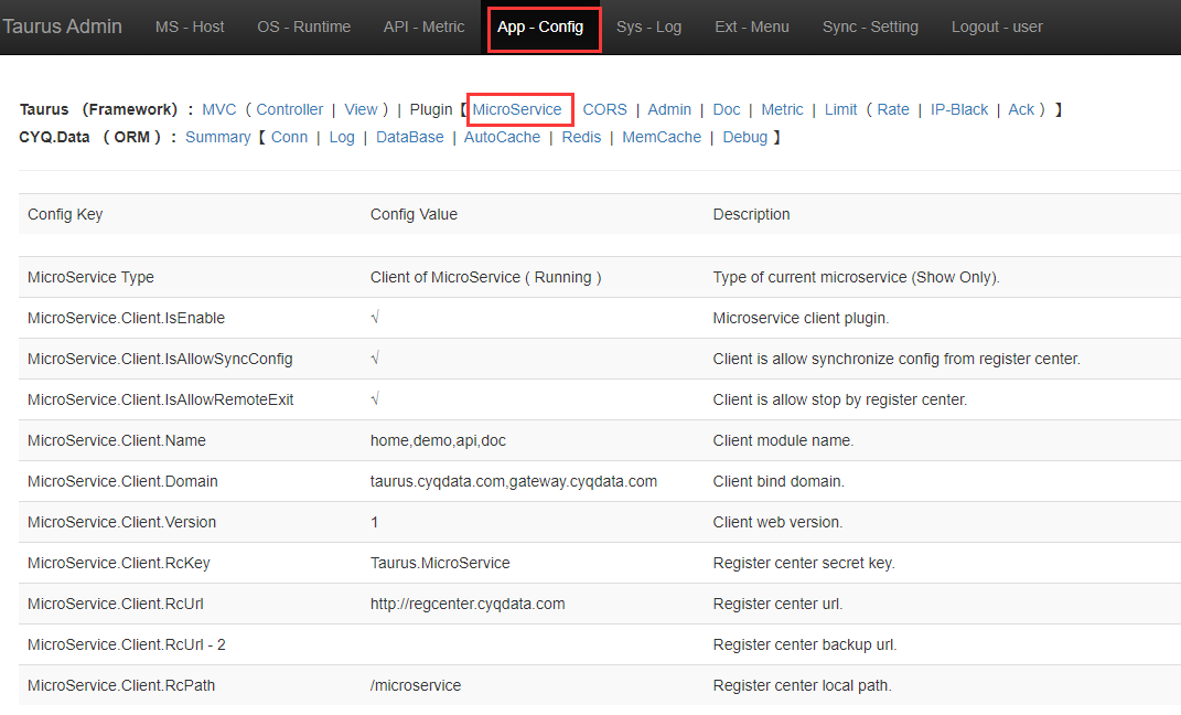 Taurus .Net Core 微服务开源框架：Admin 插件【4-3】 - 配置管理-Mvc【Plugin-MicroService 微服务】