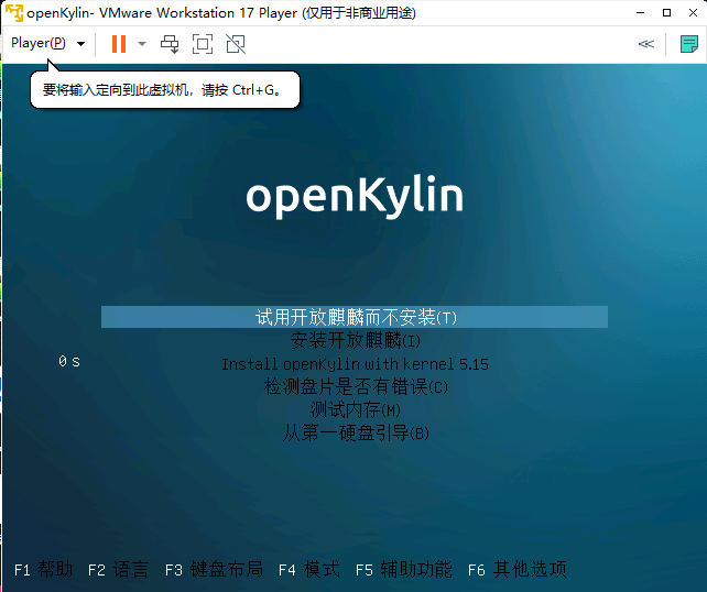 在虚拟机VMware上安装OpenKylin开源操作系统