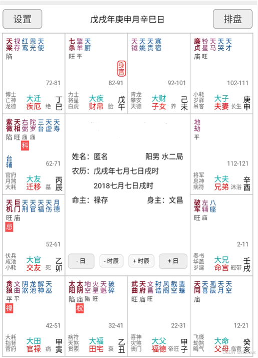 紫微斗数算法的实现流程